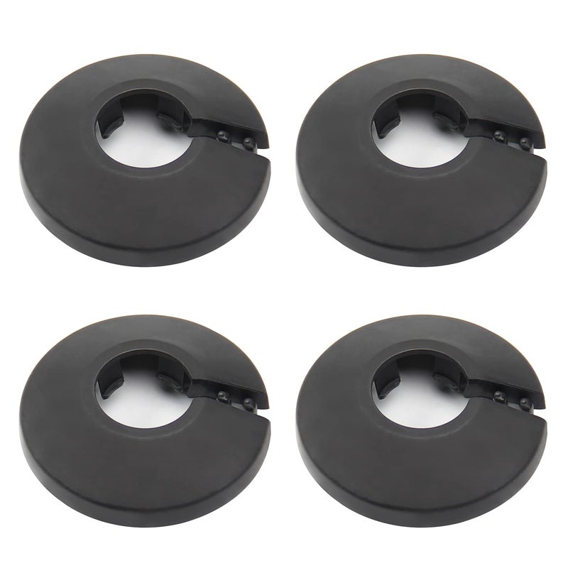 MroMax Fit 1/2"" Black Plastic PP Pipe Cover - 16mm (5/8"") Flange Water Pipe Decoration Escutcheon 4Pcs - Image 1